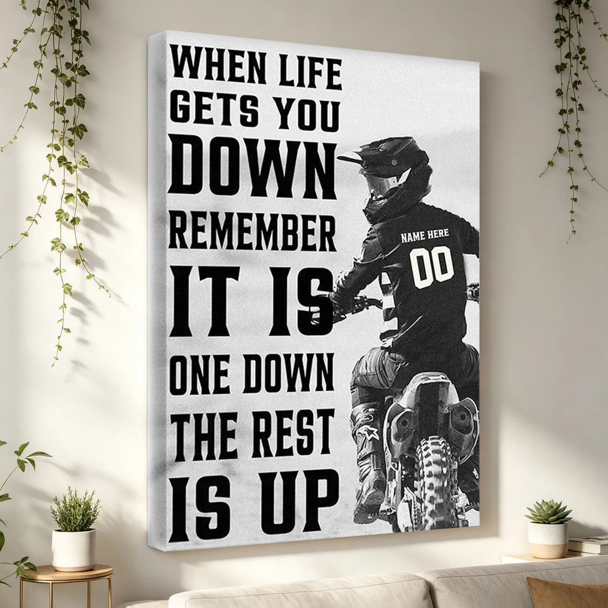 When Life Gets You Down Personalized Canvas, Dirt Bike Rider Artwork, Creative Gift for Motocross Fans