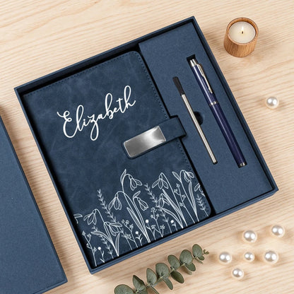 Metal Buckle Notebook Set, Personalized Floral Keepsake for Journaling, Creative Gift for Mom or Friend