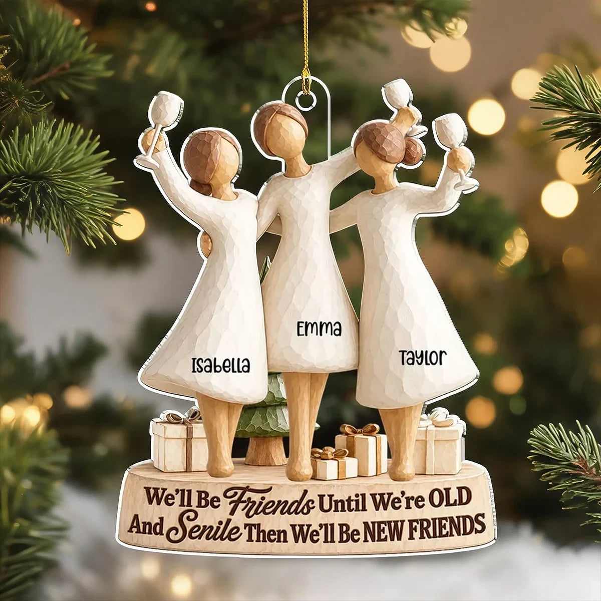 Friends Until Old and Senile Acrylic Ornament, Personalized Keepsake, Creative Gift for Close Friends