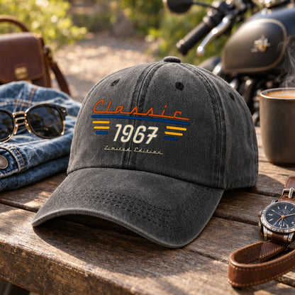 Personalized Unstructured Washed Cotton Cap, Faded Black Vintage Style, Creative Keepsake Gift for Him