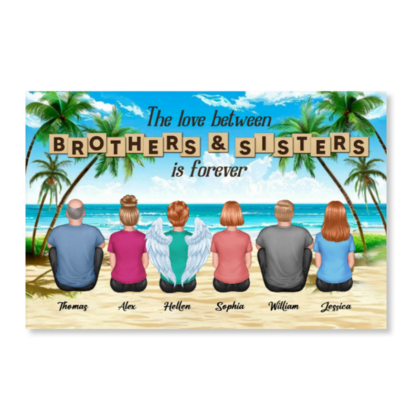 Personalized Brothers & Sisters Forever Poster or Canvas, Keychain, Plaque, Car Hanger,- Perfect Gift for Siblings, Memorial Keepsake