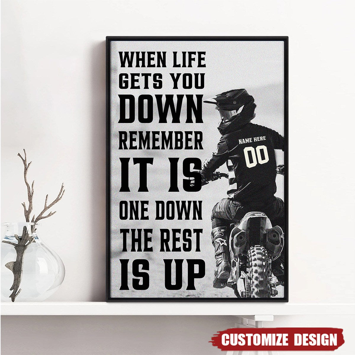 When Life Gets You Down Personalized Canvas, Dirt Bike Rider Artwork, Creative Gift for Motocross Fans