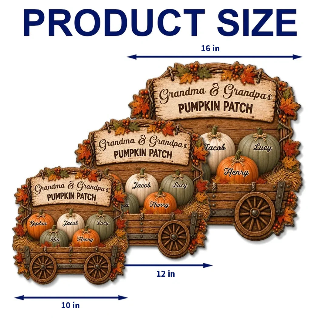 Grandma & Grandpa's Pumpkin Wagon Wooden Sign, Personalized Family Keepsake, Creative Gift for Grandparents