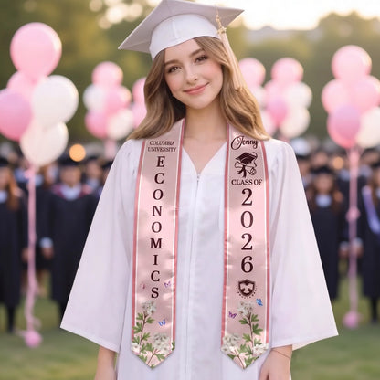 Blush Graduation Satin Stole For Proud Cap & Gown Moments, Creative Custom Gift For Daughter Or Friend