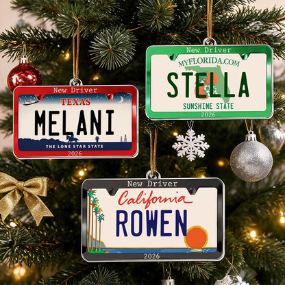 New Driver Acrylic Ornament, Personalized Car Plate Keepsake for Christmas Tree, Creative Gift for Teen Driver