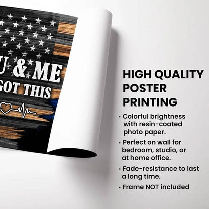 Hero Couple Kissing Half Flag Gifts by Occupation Firefighter, Nurse, Police Officer - Personalized Horizontal Poster or Canvas or Plaque or Pillow or Wallet or Wallet Card or Cap or Cup
