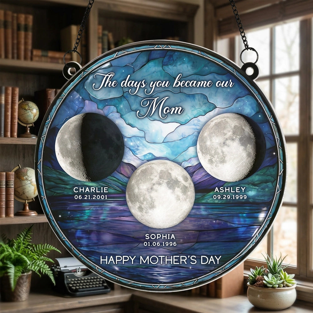 Personalized Moon Phase Acrylic Suncatcher Ornament for Window Decor, A Unique Mother's Day Gift for Mom