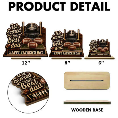 2-Layer Wooden Plaque, We Scored the Best Dad American Football Scene, Unique Creative Gift for Dad