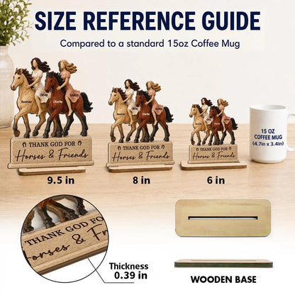 2-Layer Wooden Plaque, Thank God for Horses & Friends, Personalized Creative Gift for Best Friends