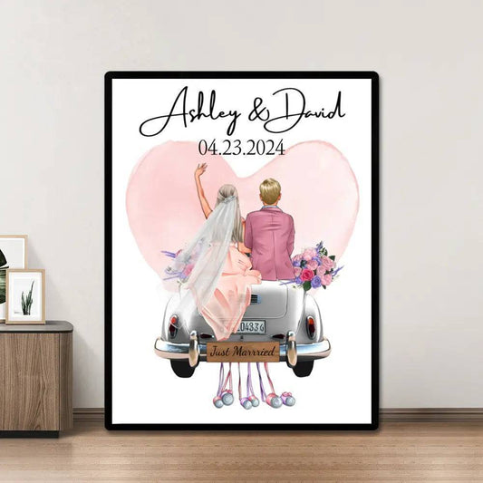 Newlyweds' Blissful Journey - 'Just Married' Personalized Poster or Canvas with Wedding Date