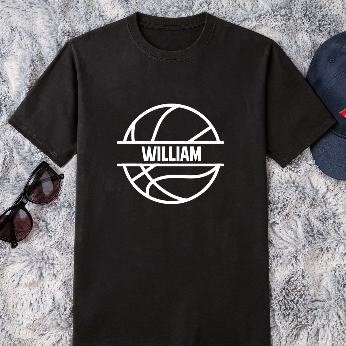 Personalized Washed Denim Baseball Cap with Basketball Graphic, Unique Gift for Players & Sports Fans