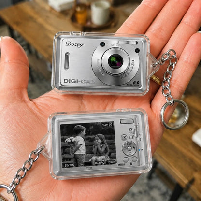 Personalized Retro Camera Car Hanger with Custom Photo, Acrylic Rearview Mirror Ornament, Unique Gift for Photo Lovers