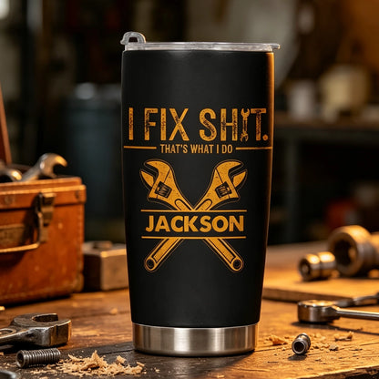 Personalized Insulated Travel Tumbler, Funny Wrench Design, Unique Gift for Dad & Handyman