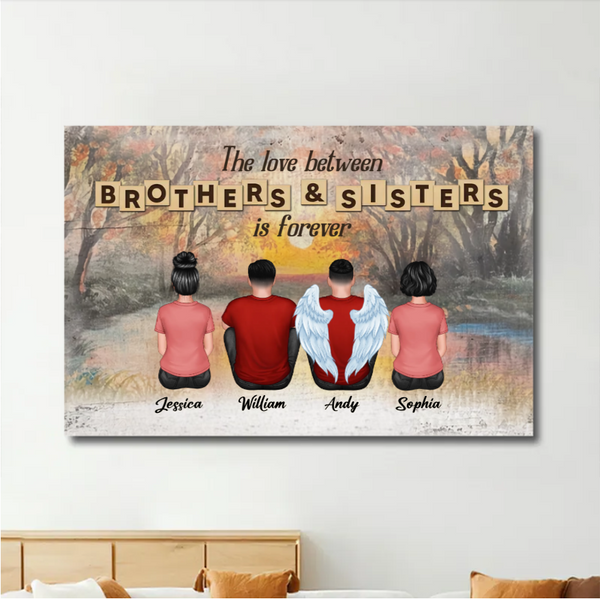 Personalized Brothers & Sisters Forever Poster or Canvas, Keychain, Plaque, Ornament, Wallet Card - Perfect Gift for Siblings, Memorial Keepsake