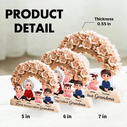Personalized Shaped Acrylic Block Plaque Love Being Called Grandma Floral Arch Family Keepsake Unique Gift for Grandma