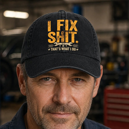 Personalized Fix-It Hat & T-Shirt, Custom Wrench Design Gift for Handymen, Mechanics & DIY Lovers
