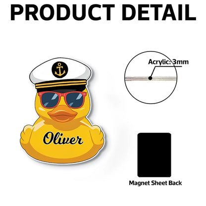 Personalized Acrylic Magnet Captain Duck Cruise Door or Fridge Decor Cute Nautical Gift for Couple Family Friends