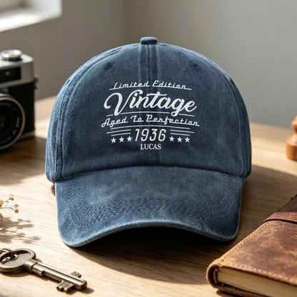 Brushed Cotton Baseball Cap, Personalized Vintage Saying, Creative Birthday Gift Celebrating His Story