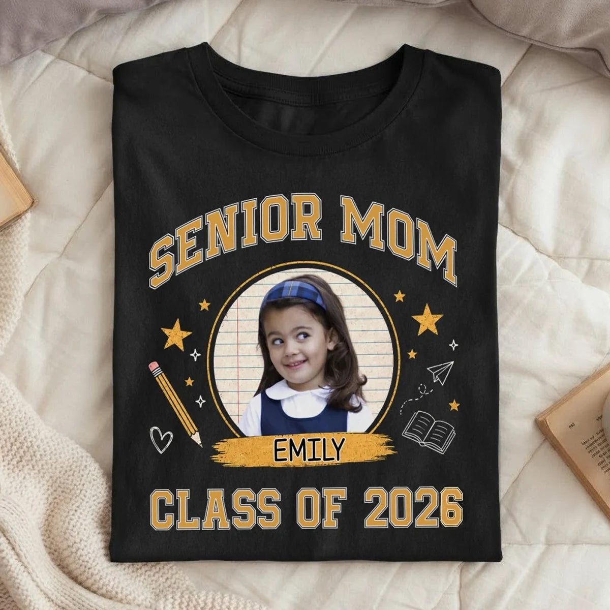 Senior Mom Classic Tee, Personalized School Pride Design, Heartfelt Creative Graduation Gift for Mom