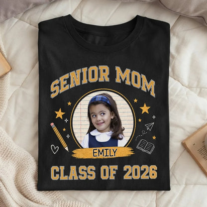 Senior Mom Classic Tee, Personalized School Pride Design, Heartfelt Creative Graduation Gift for Mom