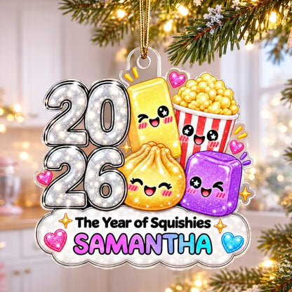 Personalized Acrylic Ornament, Dim Sum and Popcorn Among Tree Lights, Creative Gift for Teens and Friends Who Share Smiles