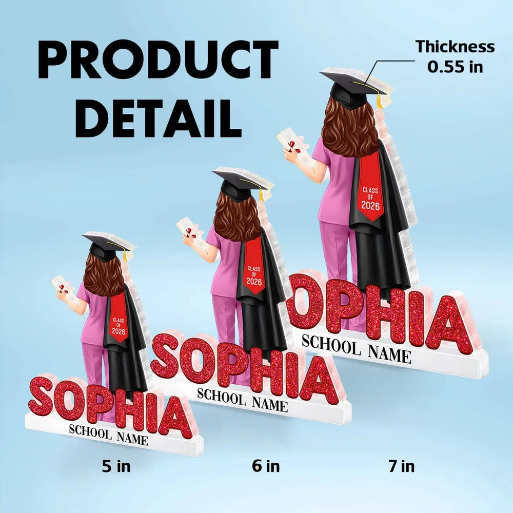 Personalized Shaped Acrylic Block Plaque for Nurse Graduation, Class Design Keepsake, Unique Gift for Her