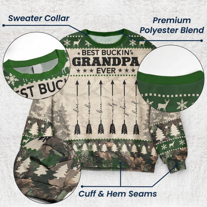 Personalized Printed Sweatshirt with Rustic Reindeer Design, Unique Winter Gift for Grandpa
