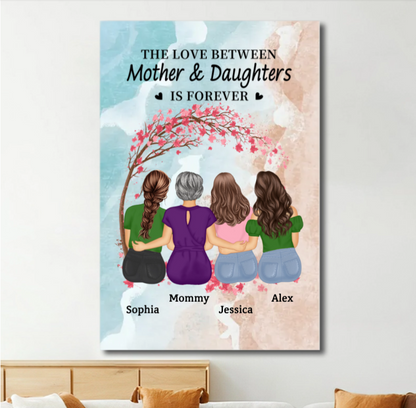 The Love Between Mother & Daughters Is Forever - Personalized Poster Gift for Mom, Custom Gift for Mother and Daughters