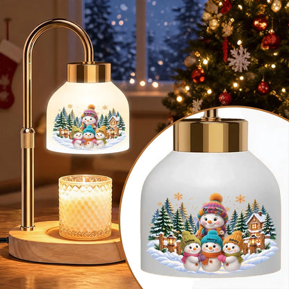 Personalized Candle Warmer Lamp, Grandma and Grandkids Snowman Scene, Unique Christmas Gift for Grandma