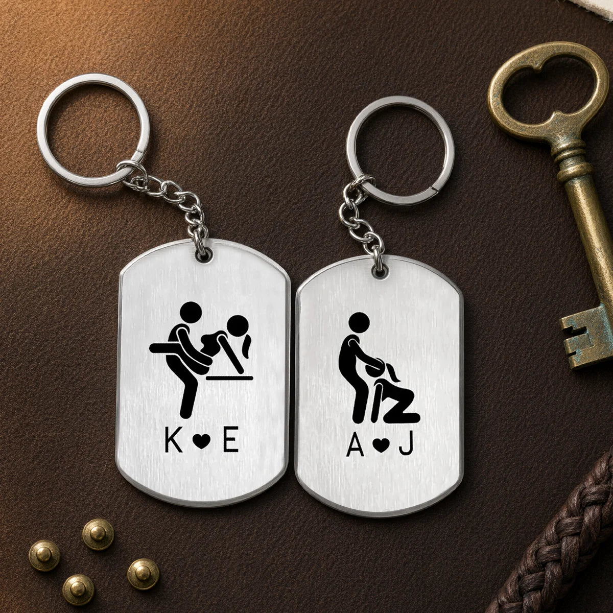 Personalized Metal Keychain with Intimate Couple Pose, Creative Romantic Keepsake Gift