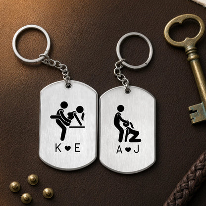 Personalized Metal Keychain with Intimate Couple Pose, Creative Romantic Keepsake Gift
