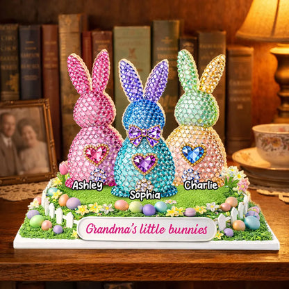 Grandma's Little Bunnies Shaped Acrylic Block Plaque Personalized Keepsake for Easter Home Accent Thoughtful Gift