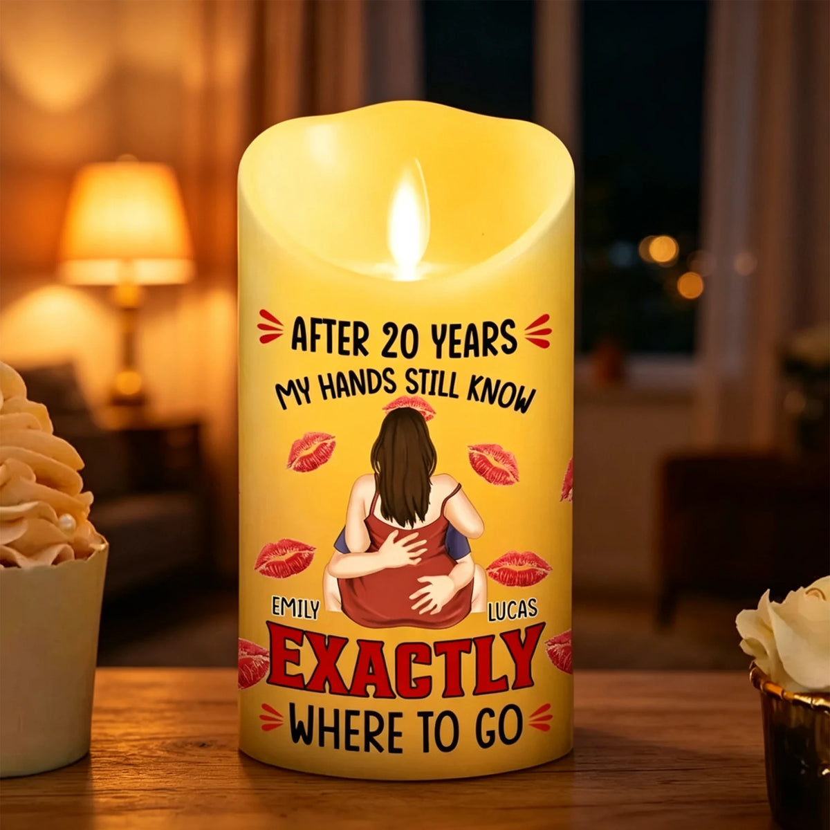 Flameless LED Candle with Hands Still Know Quote, Personalized Romantic Gift for Couples