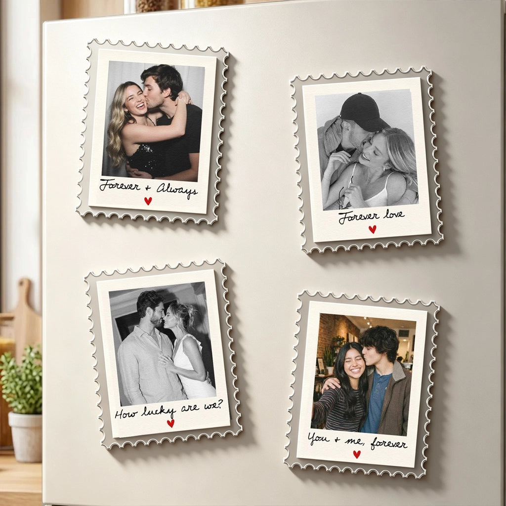 Acrylic Fridge Magnet, Wavy Edge Hugging Couple Keepsake, Unique Creative Gift For Him Or Her