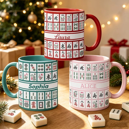 Personalized Two-Tone Mug with Colorful Mahjong Tiles, Creative Gift for Friends and Game Night Hosts