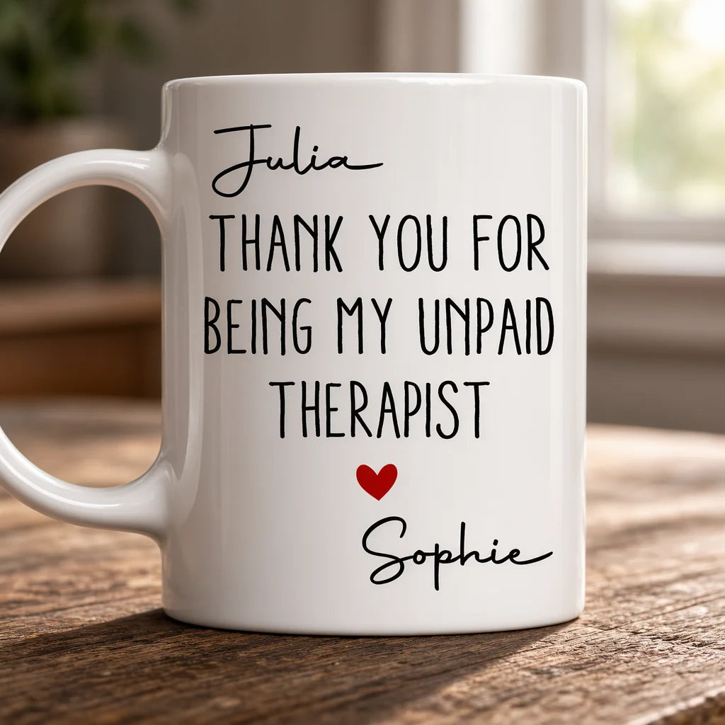 Personalized Mug, Funny Thank You Quote with Red Heart, Creative Gift for Sister, Friend or Coworker