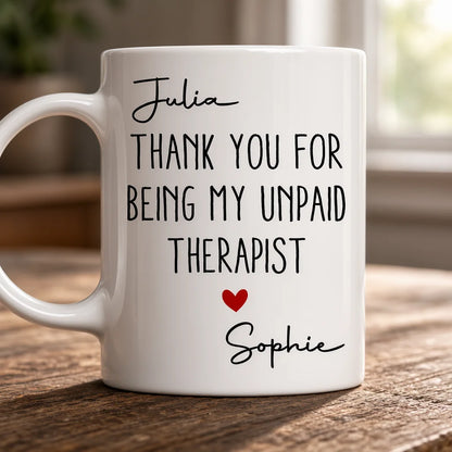 Personalized Mug, Funny Thank You Quote with Red Heart, Creative Gift for Sister, Friend or Coworker