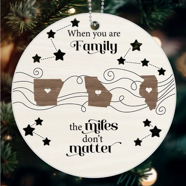 Long Distance Family Friends Siblings Sisters Besties Personalized 2-Layered Wooden Ornament or Plaque or Poster or Keychain Togetherness Christmas Gift