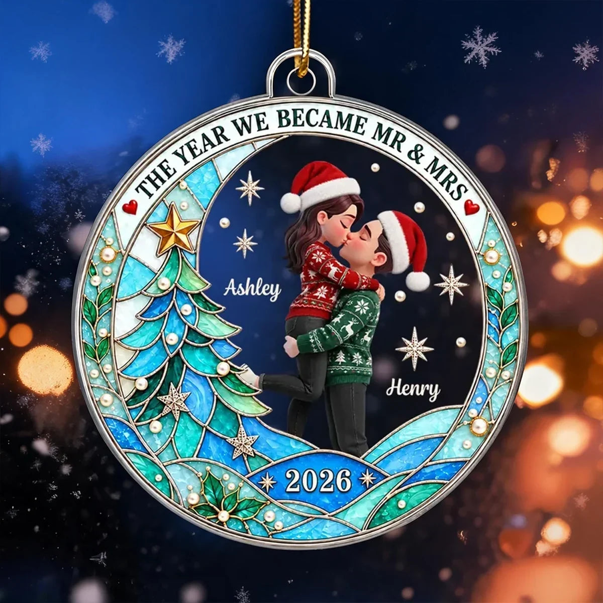 The Year We Became Mr & Mrs Personalized Acrylic Ornament, Kissing Couple, Creative Gift for Husband & Wife
