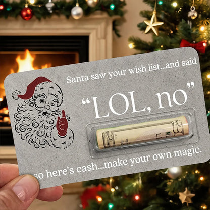 Personalized Money Holder Card, Santa Wish List Design, Unique Christmas Gift for Family & Friends