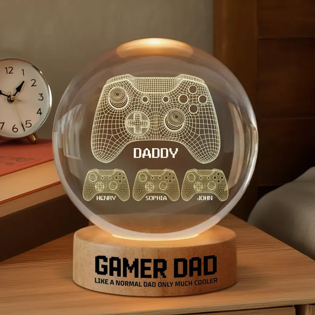 Personalized Globe Lamp Gamer Dad Night Light, Unique Father's Day Gift for Dad