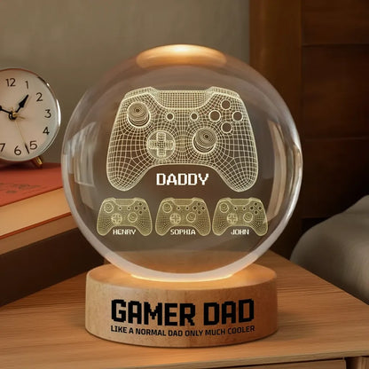 Personalized Globe Lamp Gamer Dad Night Light, Unique Father's Day Gift for Dad