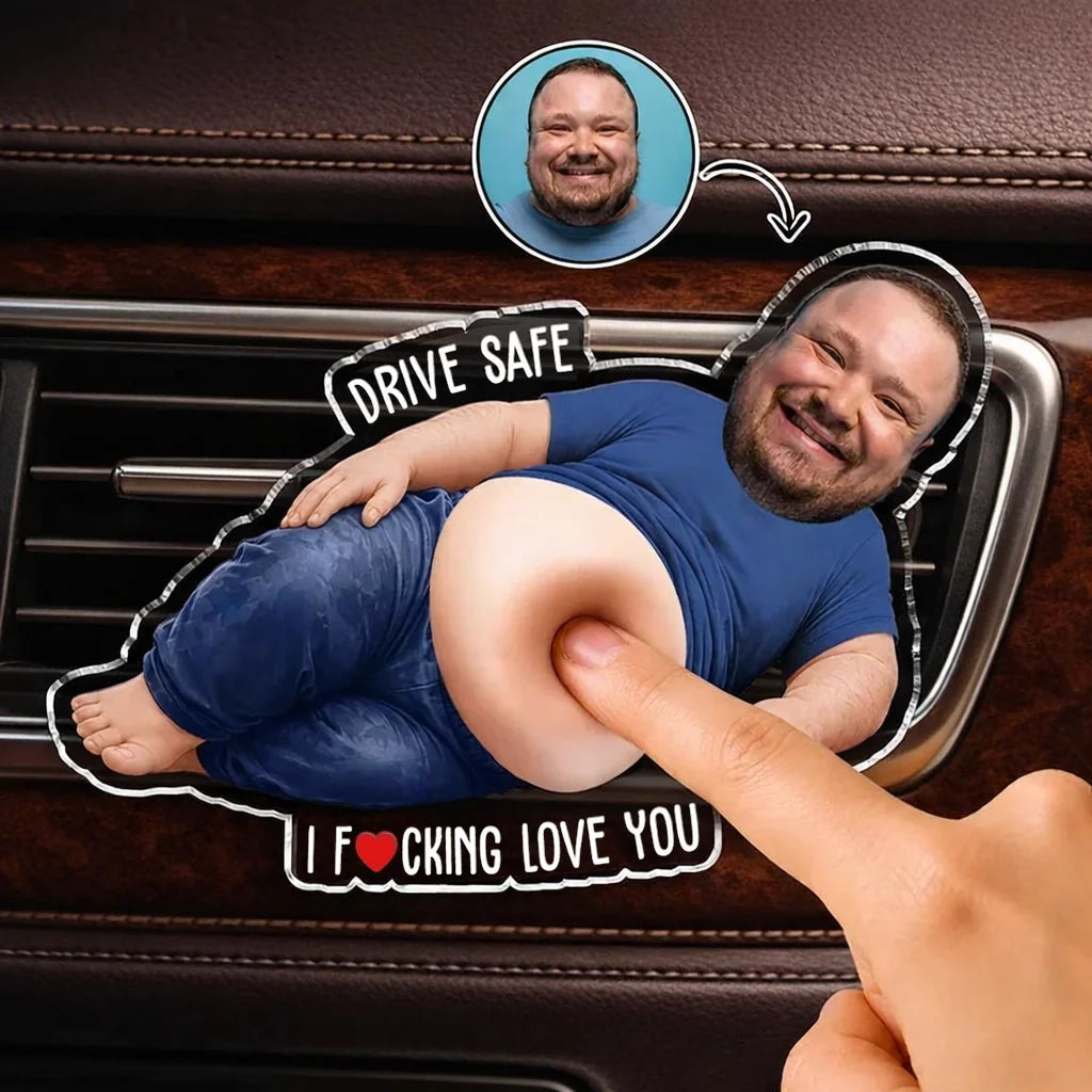 Personalized Car Vent Clip with Reclining Dad and Funny Belly Design, Unique Gift for Everyday Drives
