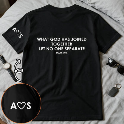 Personalized Dual Print Classic Tee, Scripture Verse With Custom Initials, Unique Gift For Couples