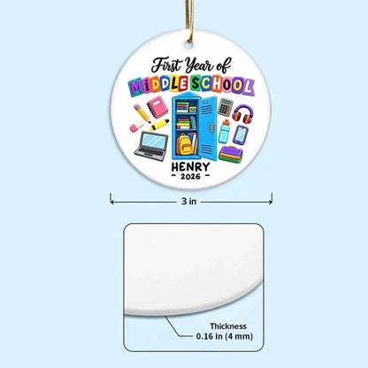 Personalized Ceramic Ornament with Colorful School Locker, Unique Christmas Gift for Middle School Students