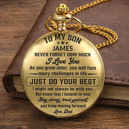 Custom Pocket Watch, I Believe In You Keepsake, Creative Gift for Son with Timeless Style