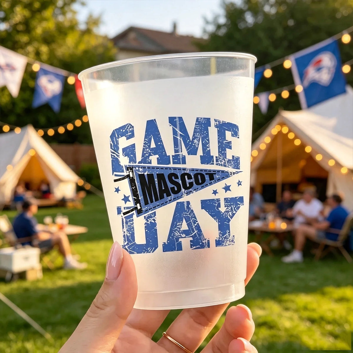 Personalized Frosted Plastic Cup, Retro Game Day Mascot Design, Unique Gift for Football Fans