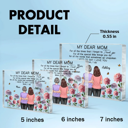 Mother-Daughter Acrylic Plaque with Flower Field Design