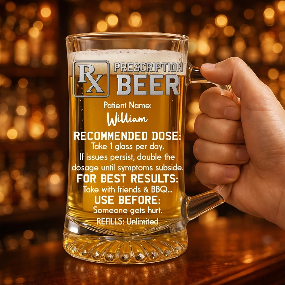 Custom Handled Beer Glass, Double Dose Beer Joke for Warm Bar Nights, Unique Creative Gift for Beer Lovers