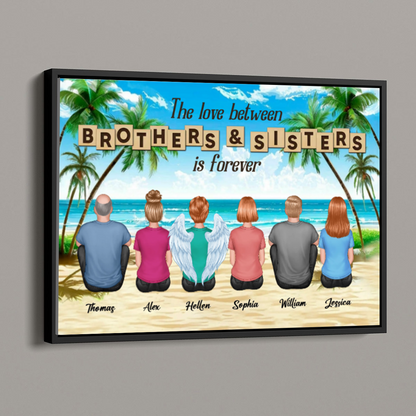 Personalized Brothers & Sisters Forever Poster or Canvas, Keychain, Plaque, Car Hanger,- Perfect Gift for Siblings, Memorial Keepsake
